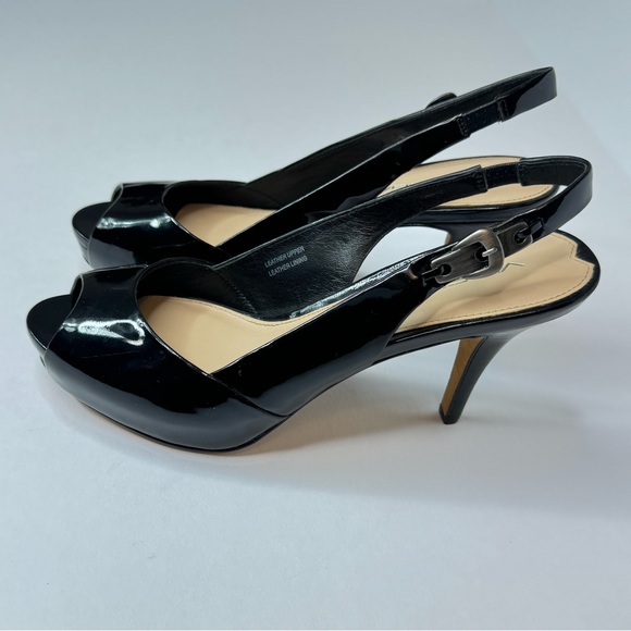 VIA SPIGA Italy Women's Peep Toe  Size 6M Slingback High Heel Black - Picture 4 of 14
